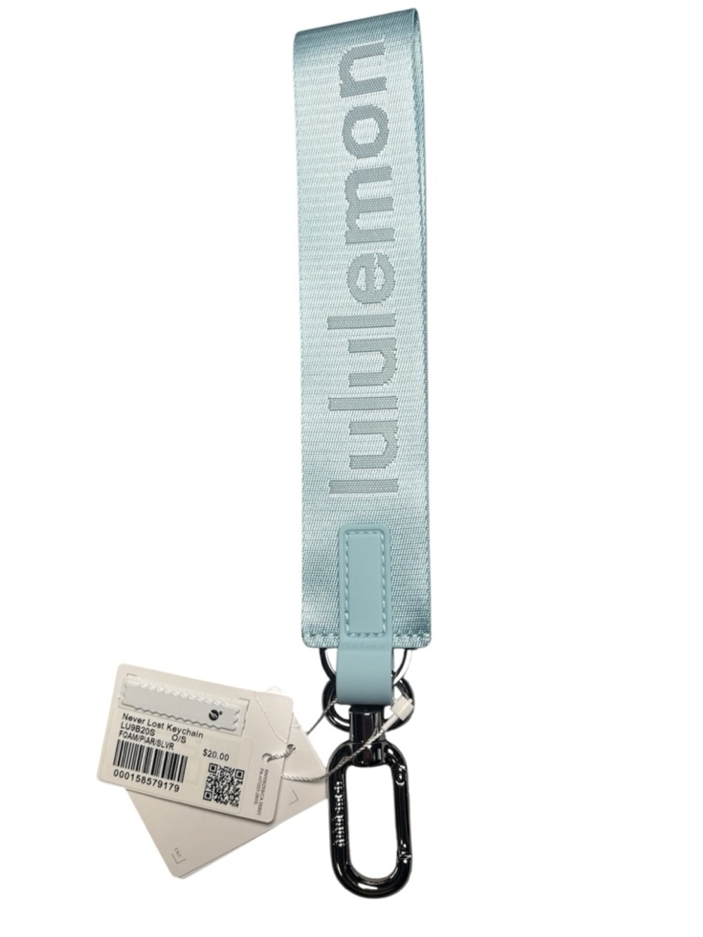 NWT Lululemon Never Lost Keychain Foam Cloud Pink Pearl Silver - Picture 2 of 2